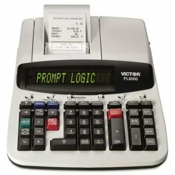 Victor, One-Color Prompt Logic Printing Calculator, Black Print, 8 Lines/sec, Victor Technology, Mfr#: PL8000